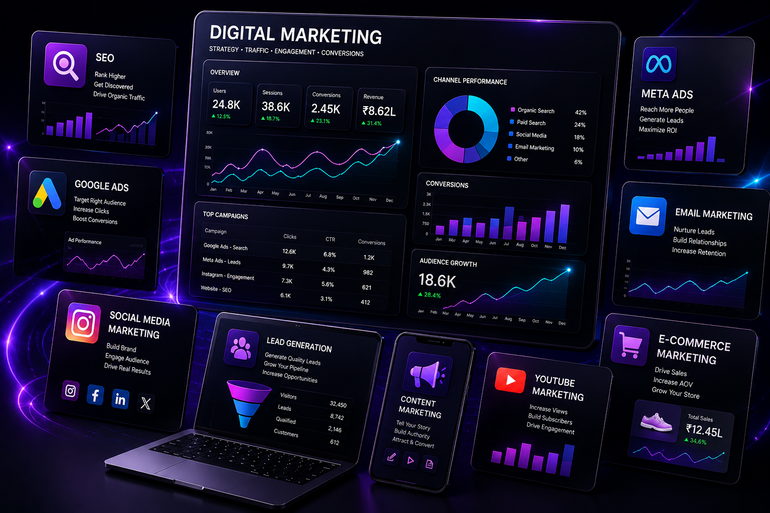 EagleEye digital marketing dashboard and campaign visual